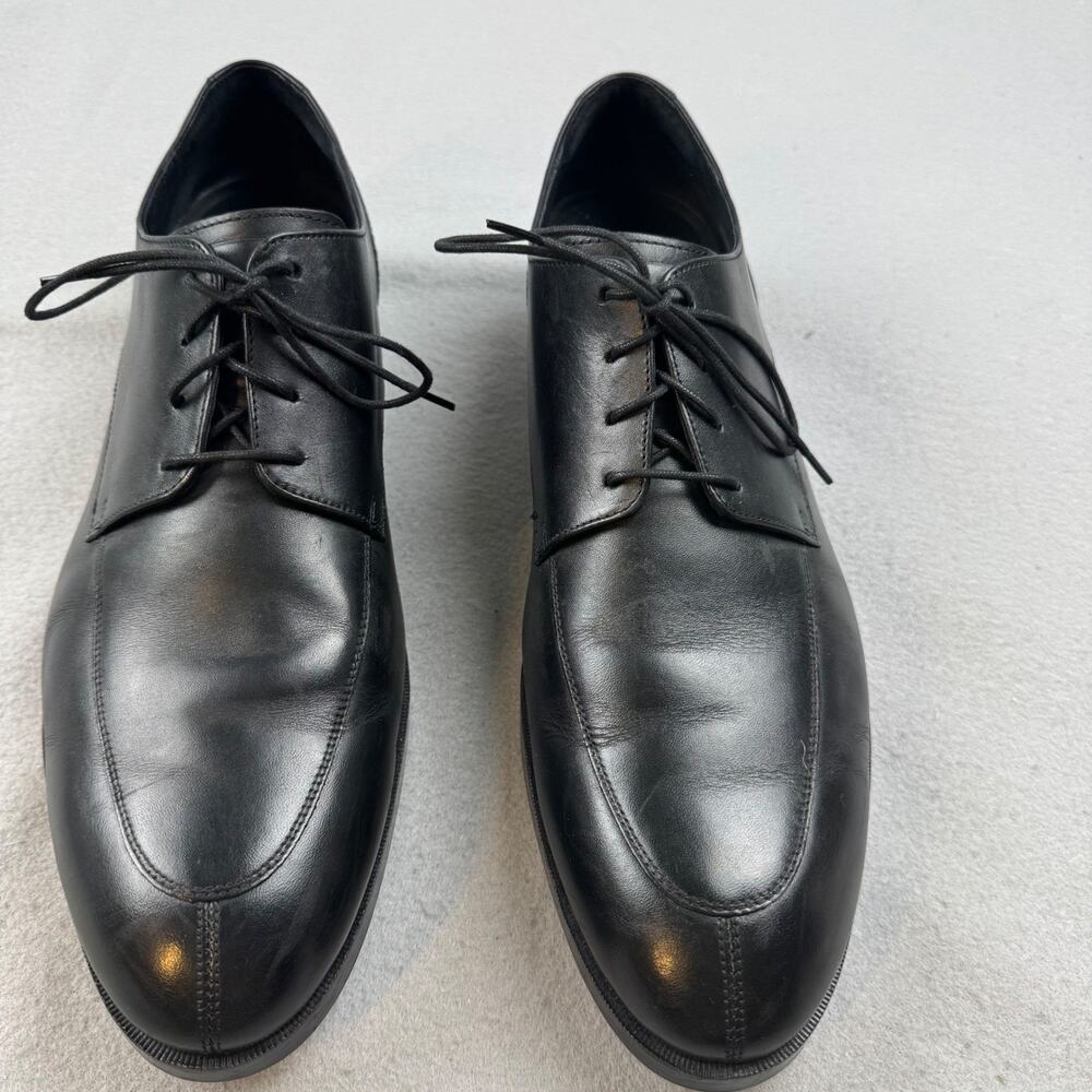 Cole Haan Grand.OS Mens 13 M Apron Toe Derby Oxford Black Leather Dress Shoes